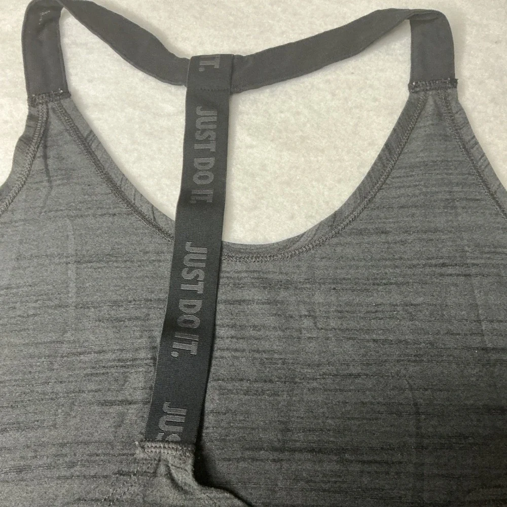 Nike Womens Dri-FIT Elastika Just Do It Racerback Tank Top Gray Medium